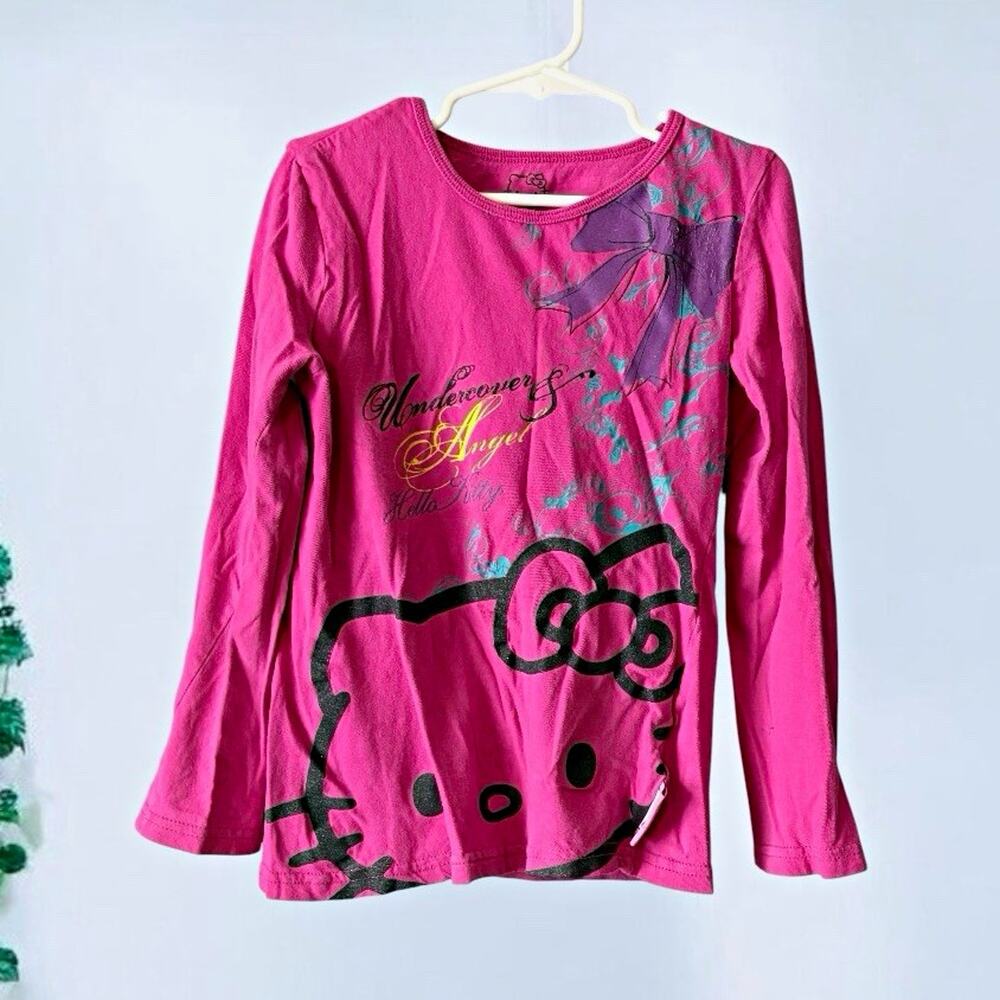 Vintage Hello Kitty Girls Size M Top Long Sleeve Pink Undercover Angel Graphic